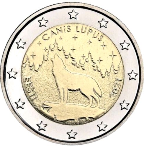 2€ Euros Commémorative Estonie 2021 Canis Lupus Loup