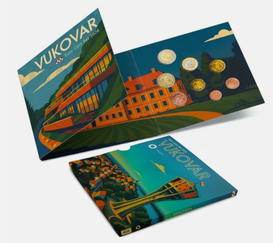 Coffret BU Euros Croatie 2026 VUKOVAR - 8 pièces 1 centimes à 2 Euros