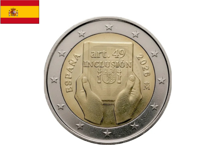 PREVENTE 2€ Euros Commémorative Espagne 2026 Inclusion UNC
