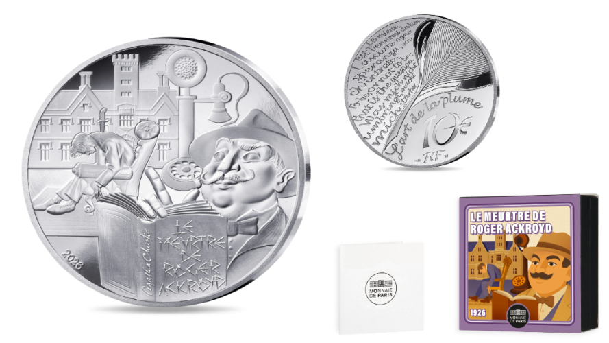 Coffret 10€ Argent 999/1000 Agatha Christie 2026 Meurtre de Roger Ackroyd
