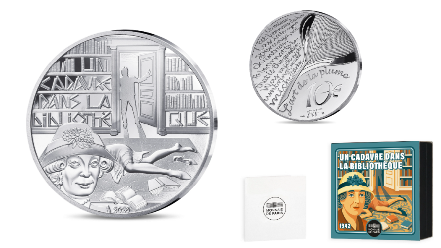 Coffret 10€ Argent 999/1000 Agatha Christie 2026 Cadavre dans la Bibliothèque