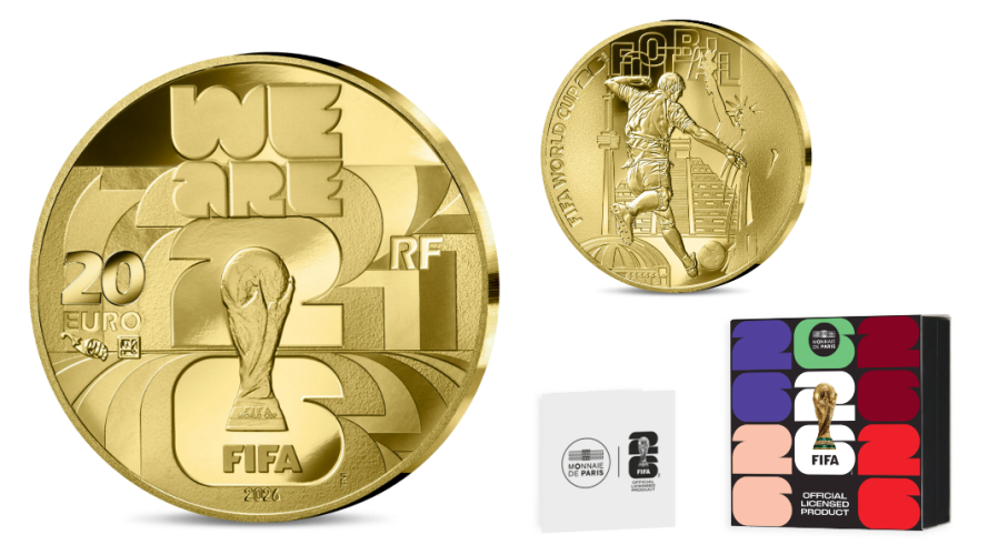 Coffret 20€ Euros Or Gold 999/1000 France 2026 Fifa 1/10 Oz