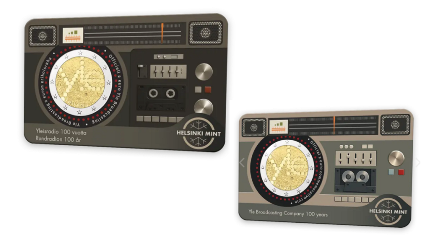 Lot 2 Coincards 2€ Euros Commémorative Finlande 2026 Radio Version FIN + ENG
