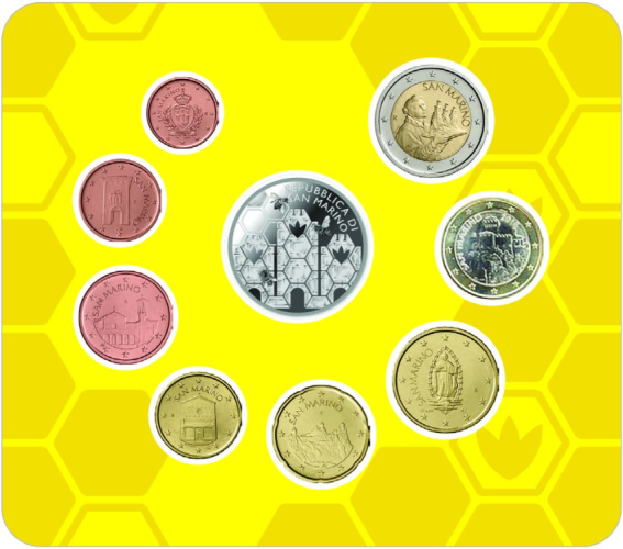 Coffret BU Euros Saint-Marin 2026 - 8 pièces 1 centime à 2€ + 5€ Argent