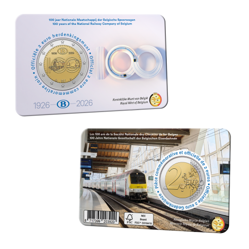 Coincard BU 2€ Euros Commémorative Belgique 2026 - 100 Ans SNCB - Version NL