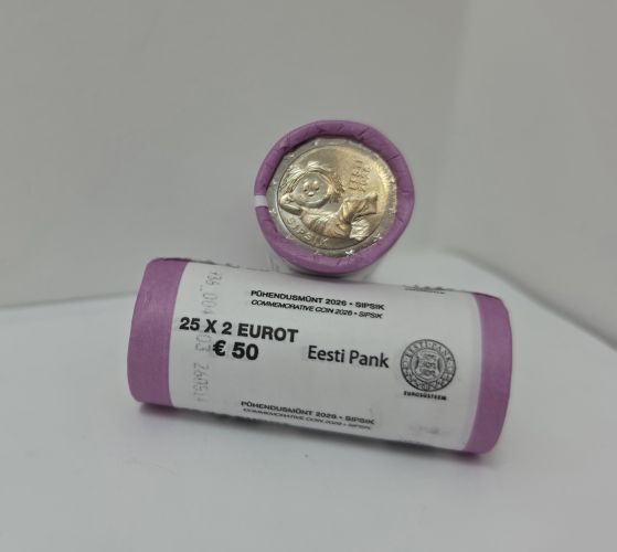 Rouleau 25 x 2€ Euros Commémorative Estonie 2026 Sipsik UNC
