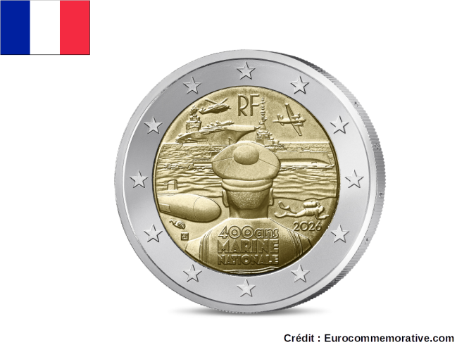 PREVENTE 2€ Euros Commémorative France 2026 Marine Nationale