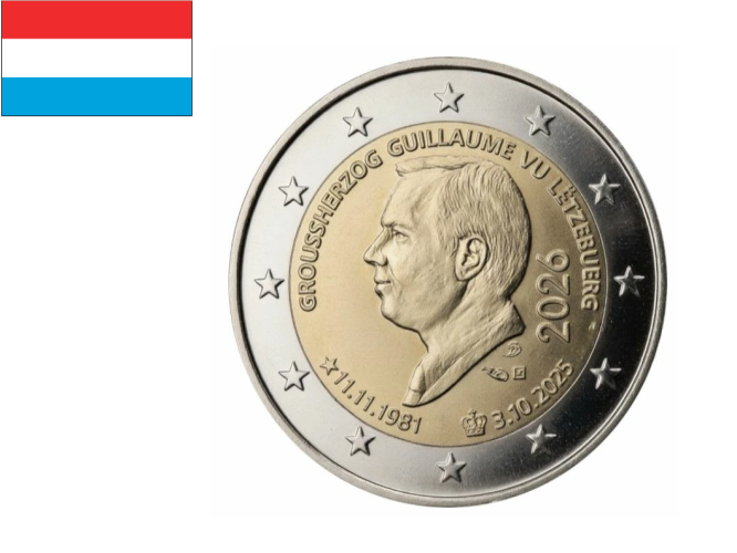PREVENTE 2€ Euros Commémorative Luxembourg 2026 Guillaume