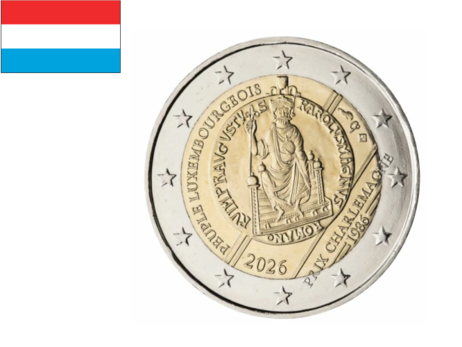 PREVENTE 2€ Euros Commémorative Luxembourg 2026 Charlemagne