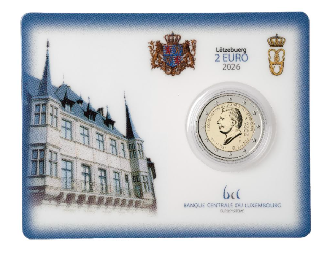 PREVENTE Coincard 2€ BU Euros Commémorative Luxembourg 2026 Guillaume