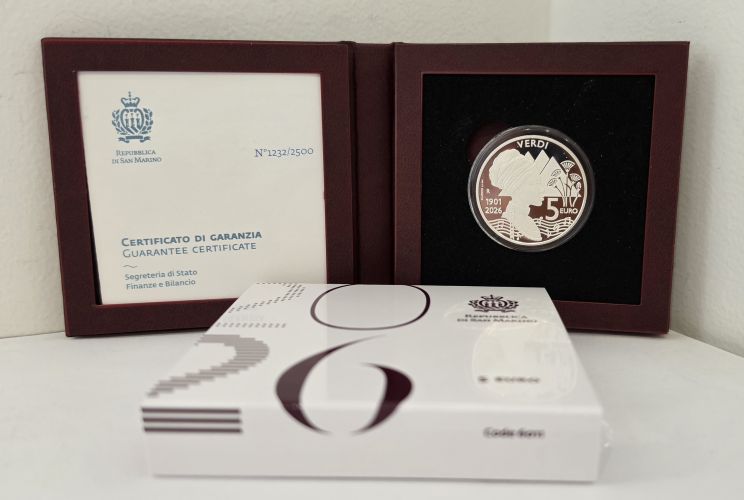 Coffret 5€ Euros Argent 925/1000 Saint Marin 2026 Giuseppe Verdi
