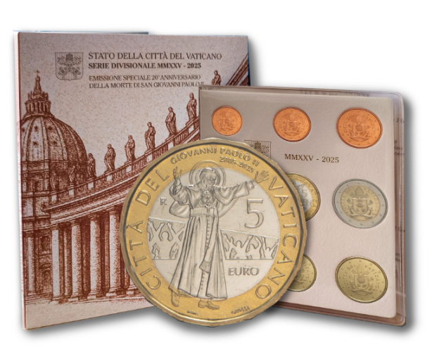 Coffret BU Euros Vatican 2025 - 8 pièces 1 centimes à 2€ + 5€ San Giovanni