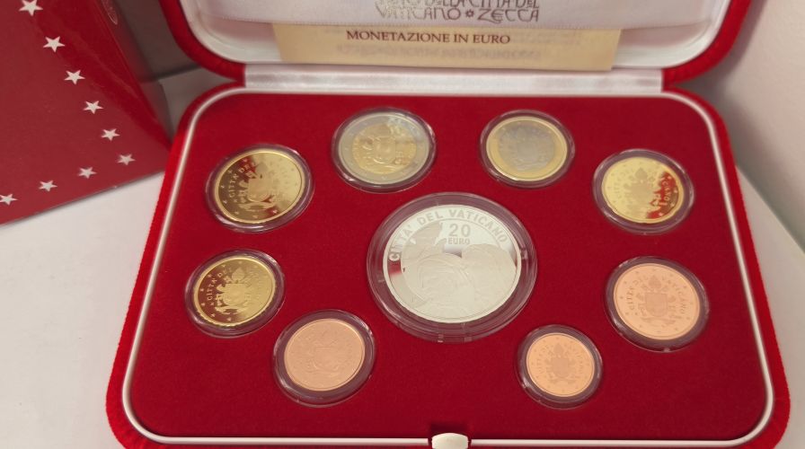 Coffret BE Proof Euros Vatican 2024 - 8 pièces 1 cent + 2€ + 20€ Argent
