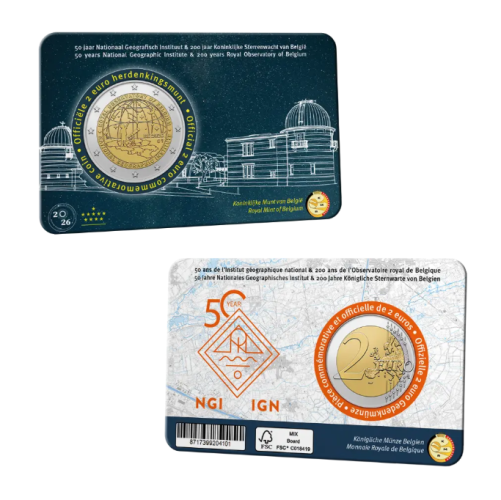 PREVENTE Coincard 2€ Euros Commémorative 2026 Belgique 2026 Observatoire Vers NL