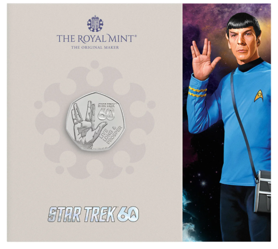 Coincard BU 0,5 Pound Royaume Uni 2026 Star Trek Live Long and Prosper