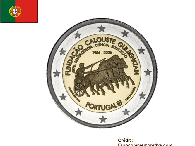 2€ Euros Commémorative Portugal 2026 Calouste