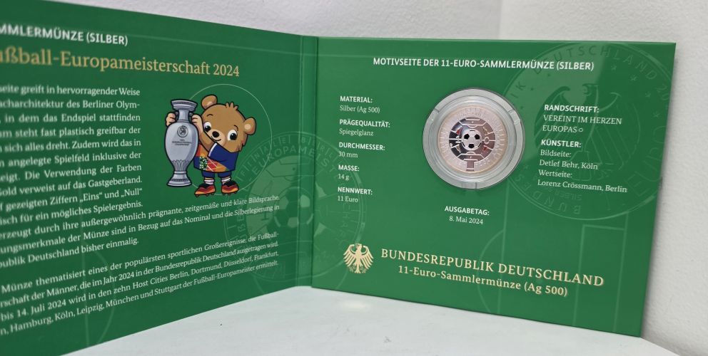 Coffret 11€ Euros Argent 500/1000 Allemagne 2024 UEFA